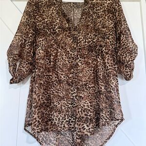 Rue21 Black and Brown Asymmetrical Blouse